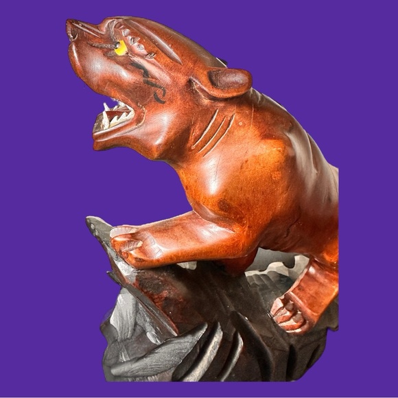 Vintage Solid Wood Roaring Panther on Ledge (VGVC) - Picture 5 of 12